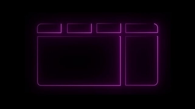 Glowing neon Futuristic Purple color HUD Overlay Frame 4k Animation video on black background 