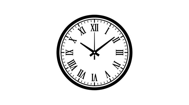 Analog clock with Roman numerals face.
