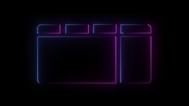 Glowing neon Futuristic HUD Overlay Frame 4k Animation video on black background 