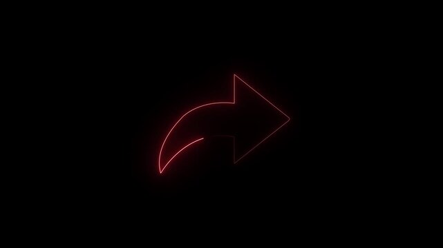 Abstract beautiful neon arrow icon animation on black background. 4k video,,

