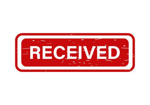 Bold red received stamp with distressed edges for confirmation isolated on transparent background