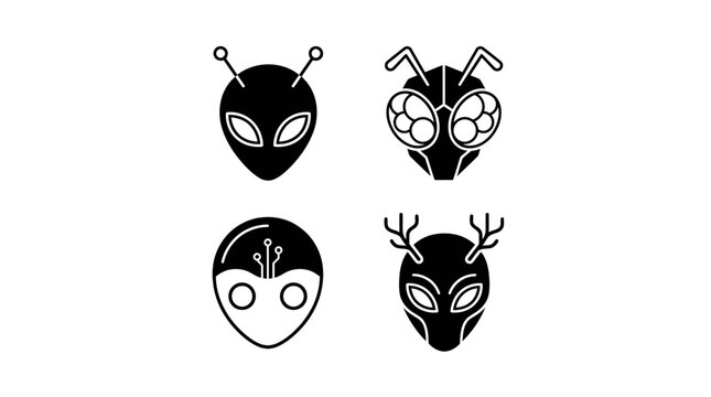 Black and white alien face masks.