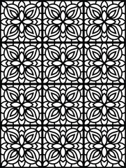 Fototapeta premium Black and white floral pattern with repeating geometric shapes and designs