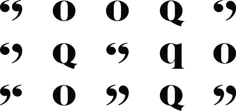 Punctuation vector collection featuring quote and letter symbols