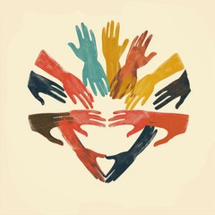 Fototapeta premium Colorful Artistic Representation of Hands Forming a Heart Shape | AI Generated