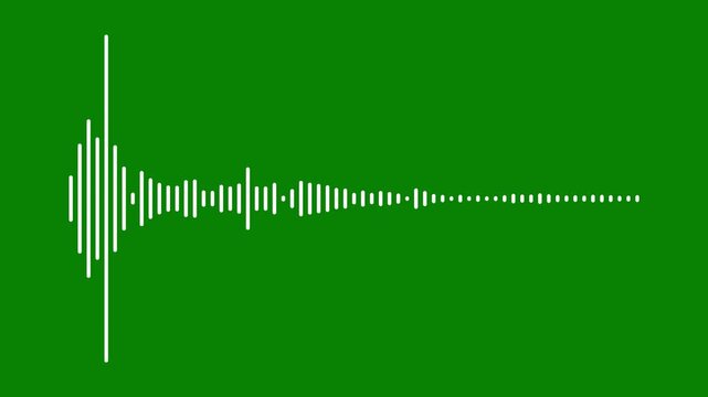 Music equalizer animation featuring white digital sound waves and reactive frequency spectrum isolated on green screen for media production and motion graphics in 4k loop.