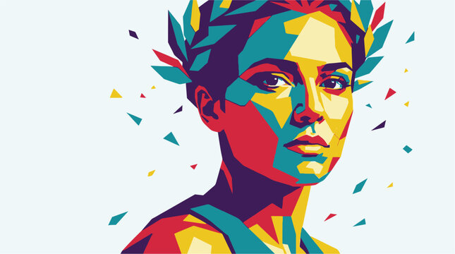 Colorful illustration of young woman face.