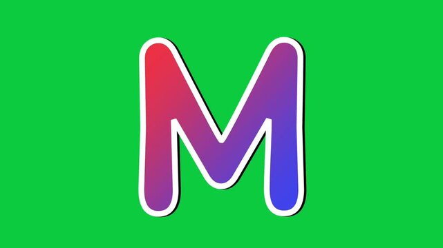 Neon Gradient Letter M Animation on Green Screen Background