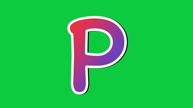 Neon Gradient Letter P Animation on Green Screen Background