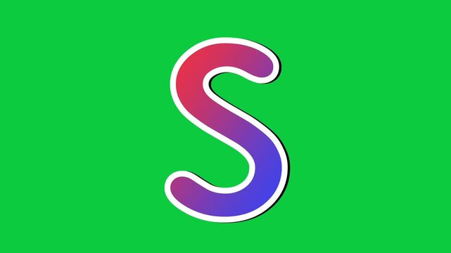 Neon Gradient Letter S Animation on Green Screen Background