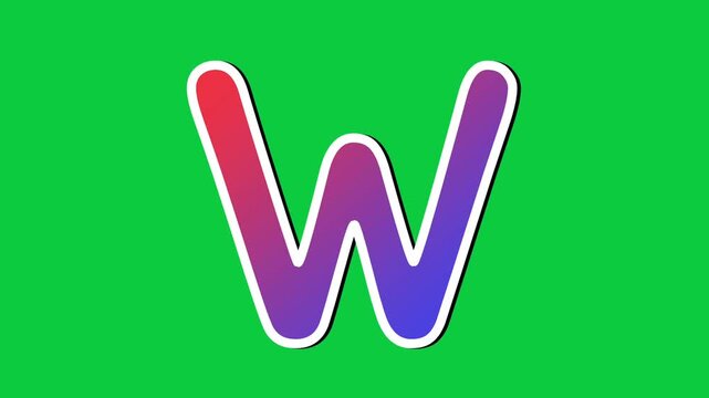 Neon Gradient Letter W Animation on Green Screen Background