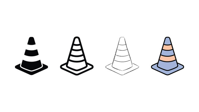 Traffic safety cone icon evolution set editable vector