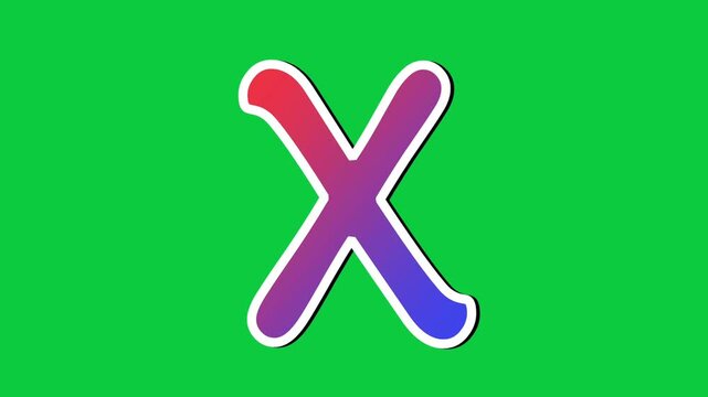Neon Gradient Letter X Animation on Green Screen Background