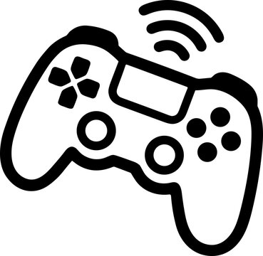 Wireless Game Controller Icon with Signal Waves