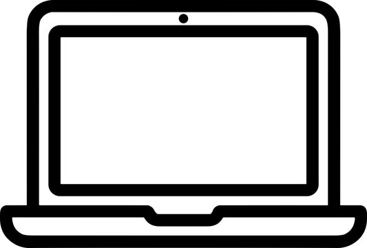 Laptop computer icon, simple line drawing, modern technology, digital device graphic