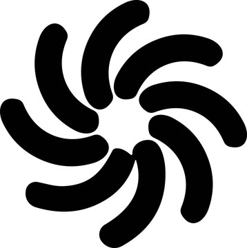 Abstract black spiral vortex shape, dynamic motion, central energy, graphic design element