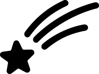 Black shooting star icon, simple design, isolated on white background, celestial event © Sujarwo