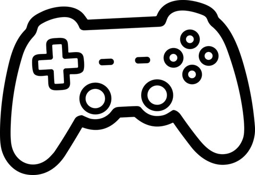 Video Game Controller Icon, Vector Graphic, Simple Outline Drawing
