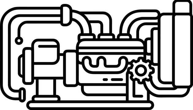 Industrial water pump icon, mechanical equipment, fluid transfer system, engineering concept