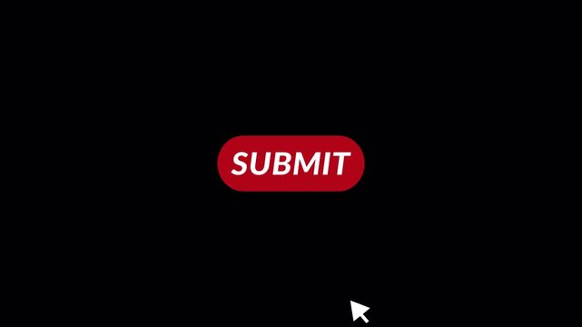 Submit button animation with mouse cursor with alpha channel in 4k, submit icon animation on transparent background,
