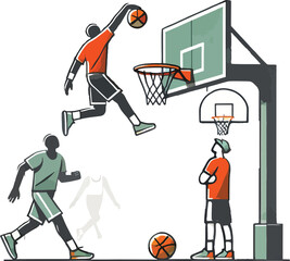 Basketball Player Dunking And Other Players slam dunk © saiful