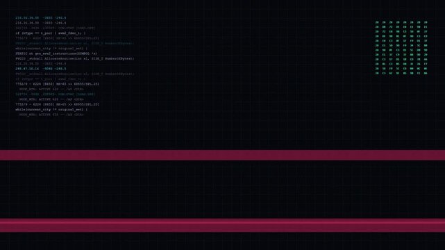Software Hack Concept Terminal with Scrolling Digital Data Code