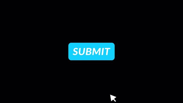 Submit button animation with mouse cursor with alpha channel in 4k, submit icon animation on transparent background,