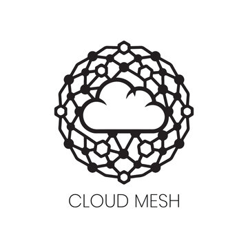 Cloud Mesh logo icon design, digital networking sky data cloud logo concept.