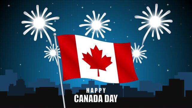 canada happy day flag city fireworks
