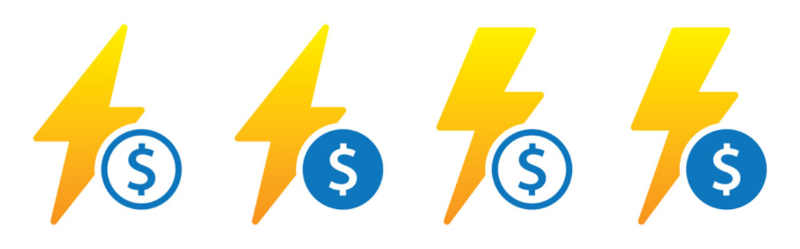 Electricity cost. Energy cost money icon illustration