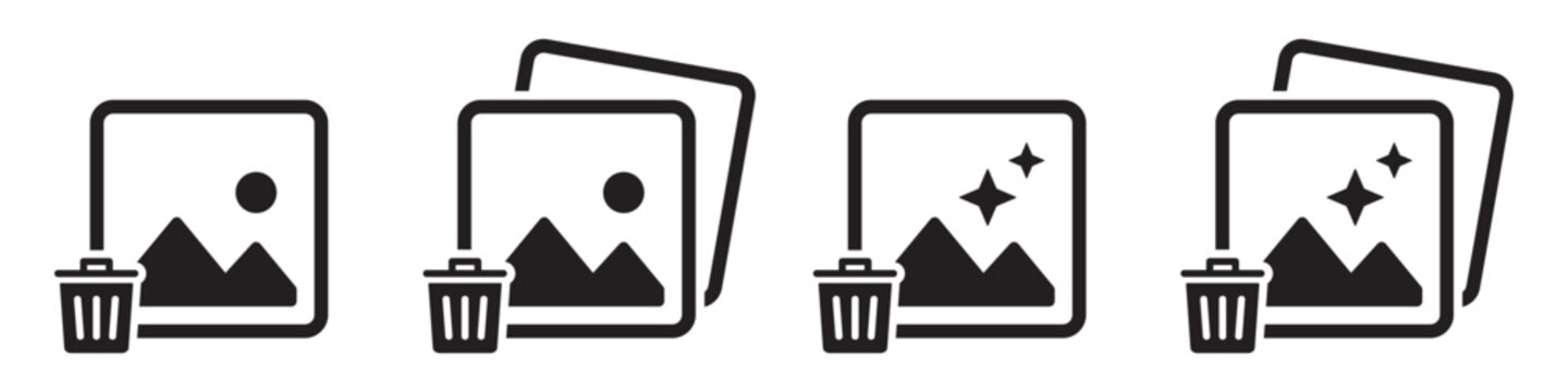 Delete image picture set icon illustration