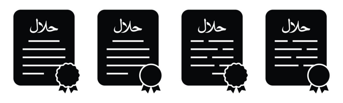 Halal text certificate document file icon illustration