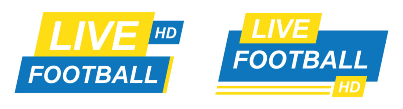 Live football label stamp set icon illustration