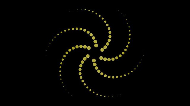 abstract golden spiral on transparent background. 4K footage