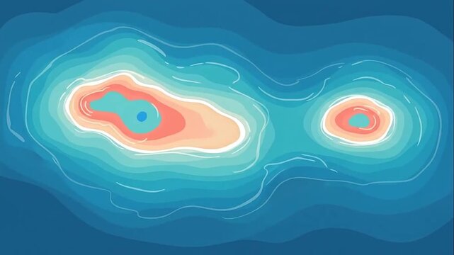 Abstract topographic map showing layered elevation and depth contours