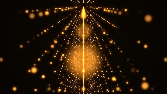 Radiating Golden Light Rays Dots Abstract Digital Art Design Pattern Visualization