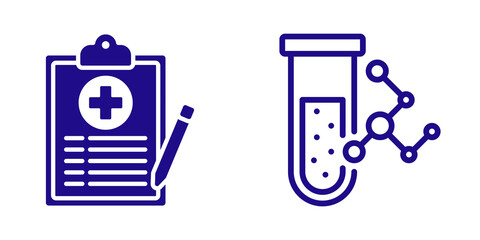 Medical clipboard and test tube icons isolated on transparent background © MSTNARGIS