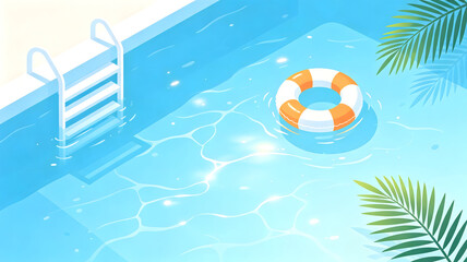 Naklejka premium Summer cool swimming pool top view illustration background
