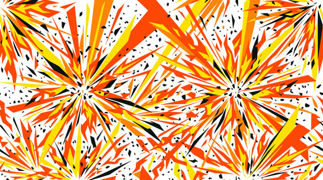 Abstract explosive yellow and orange shard burst.