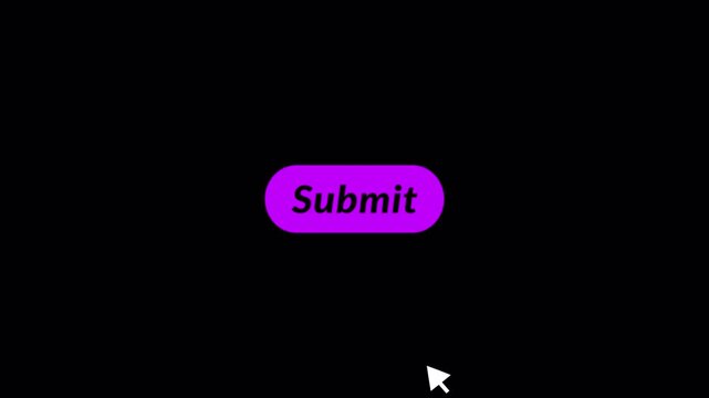 Submit button animation with mouse cursor with alpha channel in 4k, submit icon animation on transparent background,