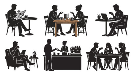 Fototapeta premium People sitting in cafe drinking coffee.