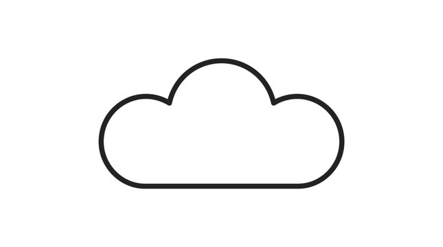 A simple black line drawing of a cloud on a white background appears.