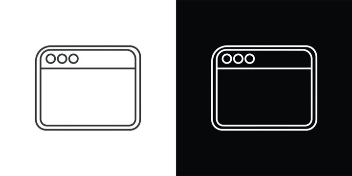 Browser window linear icon. Web page template and internet browser interface symbol in black and white versions.
