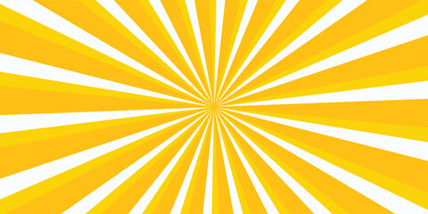 Fototapeta premium Abstract orange comic background. Cartoon pop art background. Halftone effect pattern. Fun anime texture. Starburst manga style bg. Pop art radial gradient flag. Spiral, swirl, comic rays.