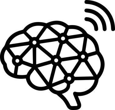 Abstract brain network with signal waves, concept of artificial intelligence and connectivity