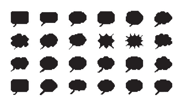 Various pixel art shapes for speech and thought bubbles.