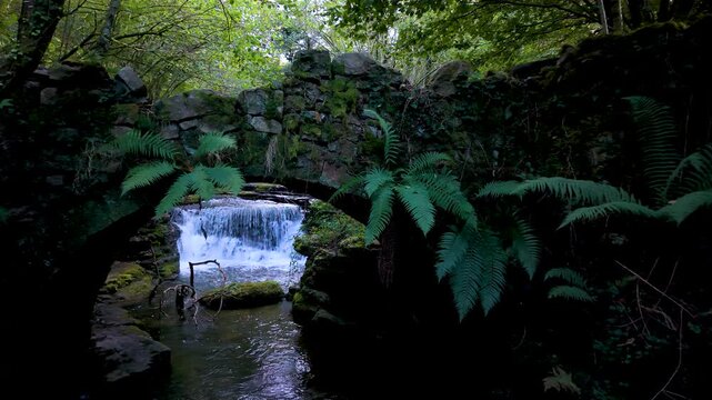 Landscape along a river near San Pedro del Romeral. Pas-Miera region. Pasiegos Valleys. Cantabria. Spain. Europe