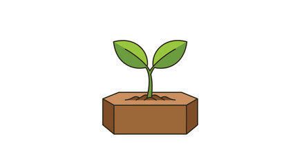 Sprouting plant in soil a flat vector illustration with a dark silhouette sprout seedling growth flora botany vegetation foliage stem © Creativeakash393