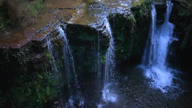 Landscape along a river near San Pedro del Romeral. Pas-Miera region. Pasiegos Valleys. Cantabria. Spain. Europe