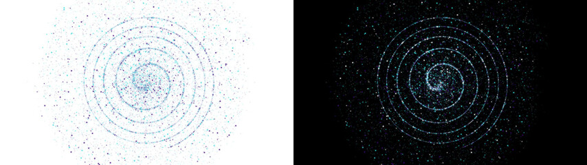 PNG image of Abstract blue spiral particles set, glowing cosmic dust vortex illustration, swirling magic energy trail for science and technology design isolated on Transparent Background © TASNIMULHASSAN
